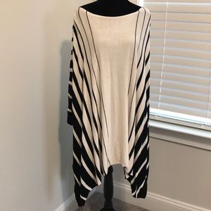 Lauren Ralph Lauren Black & White Striped Poncho